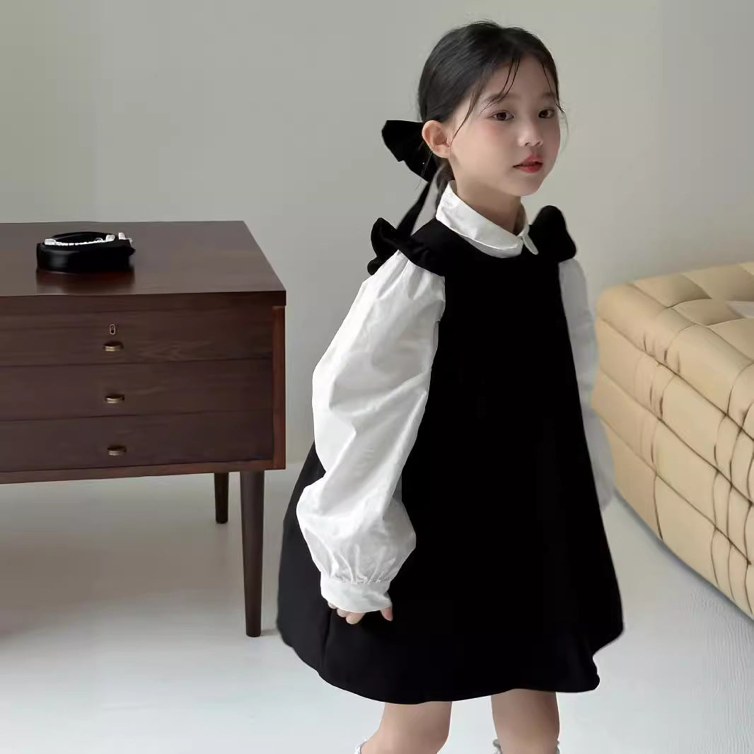 CA4621秋季女童學院風襯衫飛袖連衣裙套裝2024.08.06