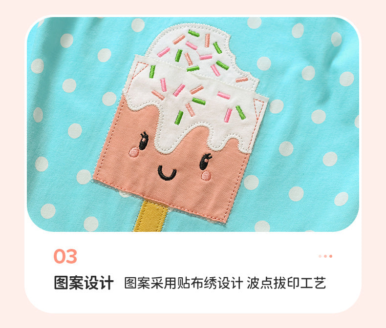 AM1808夏季冰淇淋卡通印花短袖連衣裙2024.03.05
