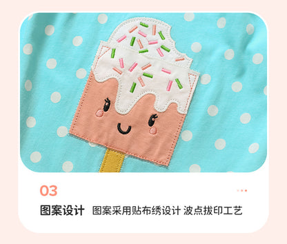 AM1808夏季冰淇淋卡通印花短袖連衣裙2024.03.05