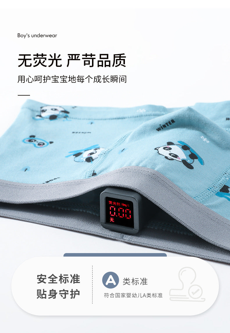 AK4149卡通猫熊透氣彈力棉平角兒童內褲2024.07.30