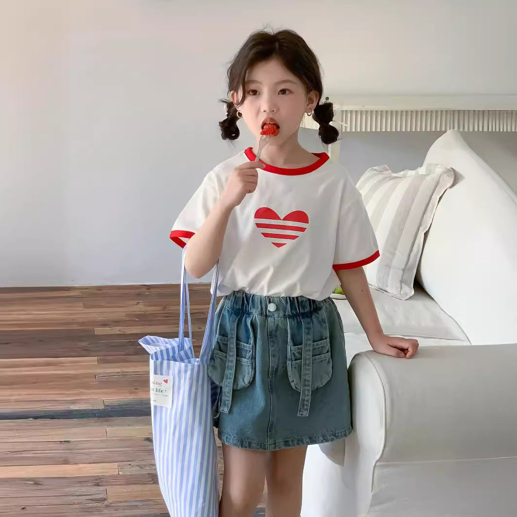 CJ4300夏季中大女童愛心短袖t恤2024.06.28