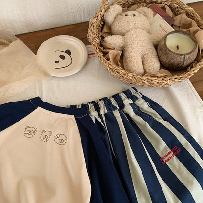 EA2373韓版秋季條紋百搭刺繡水洗休閒褲2023.08.04