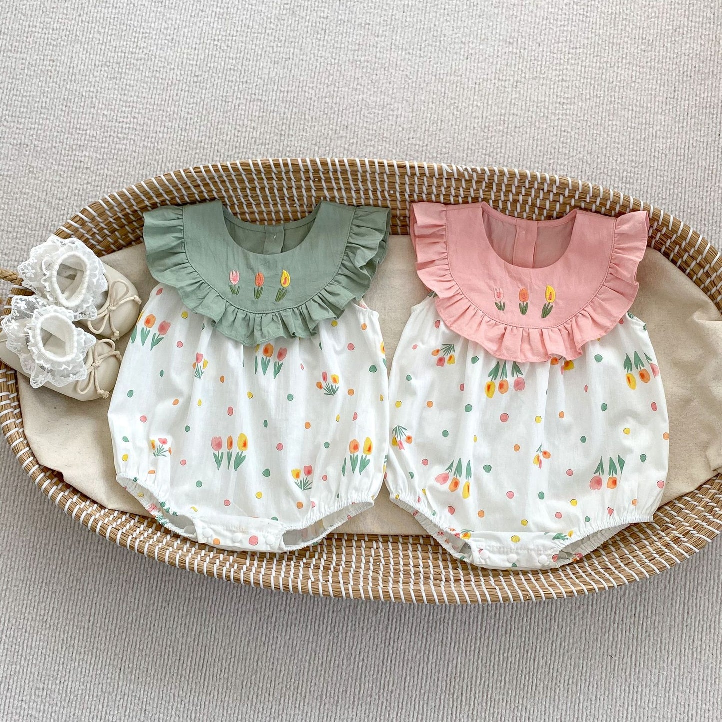DF0062夏季甜美花朵刺繡無袖三角包屁衣2024.02.27