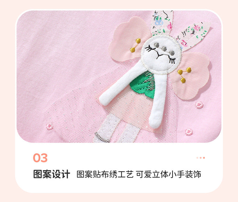AM1801夏季可愛兔子短袖連衣裙2024.03.05