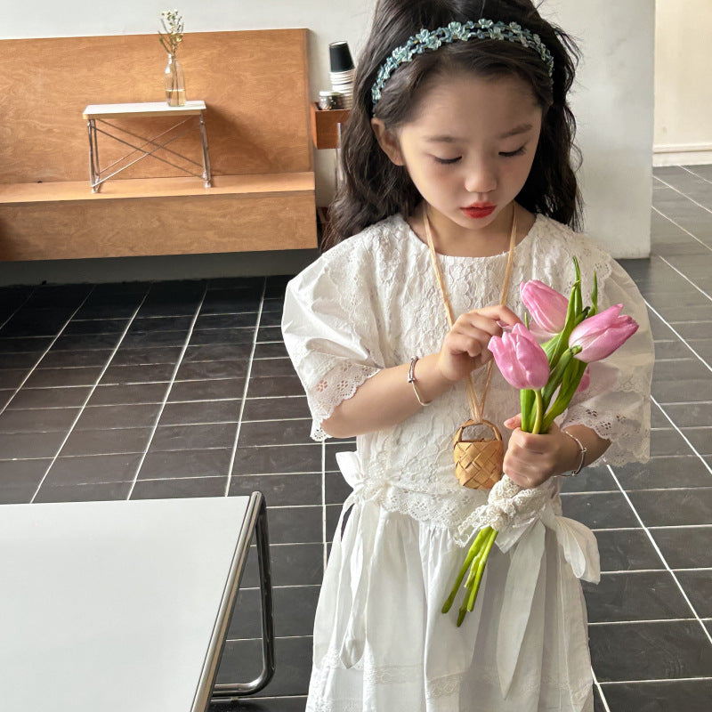 AN1691夏季女孩蕾絲花邊連衣裙2024.05.03