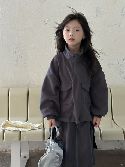 CA4657秋季女童設計感套頭衫衛衣長裙兩件套2024.08.06