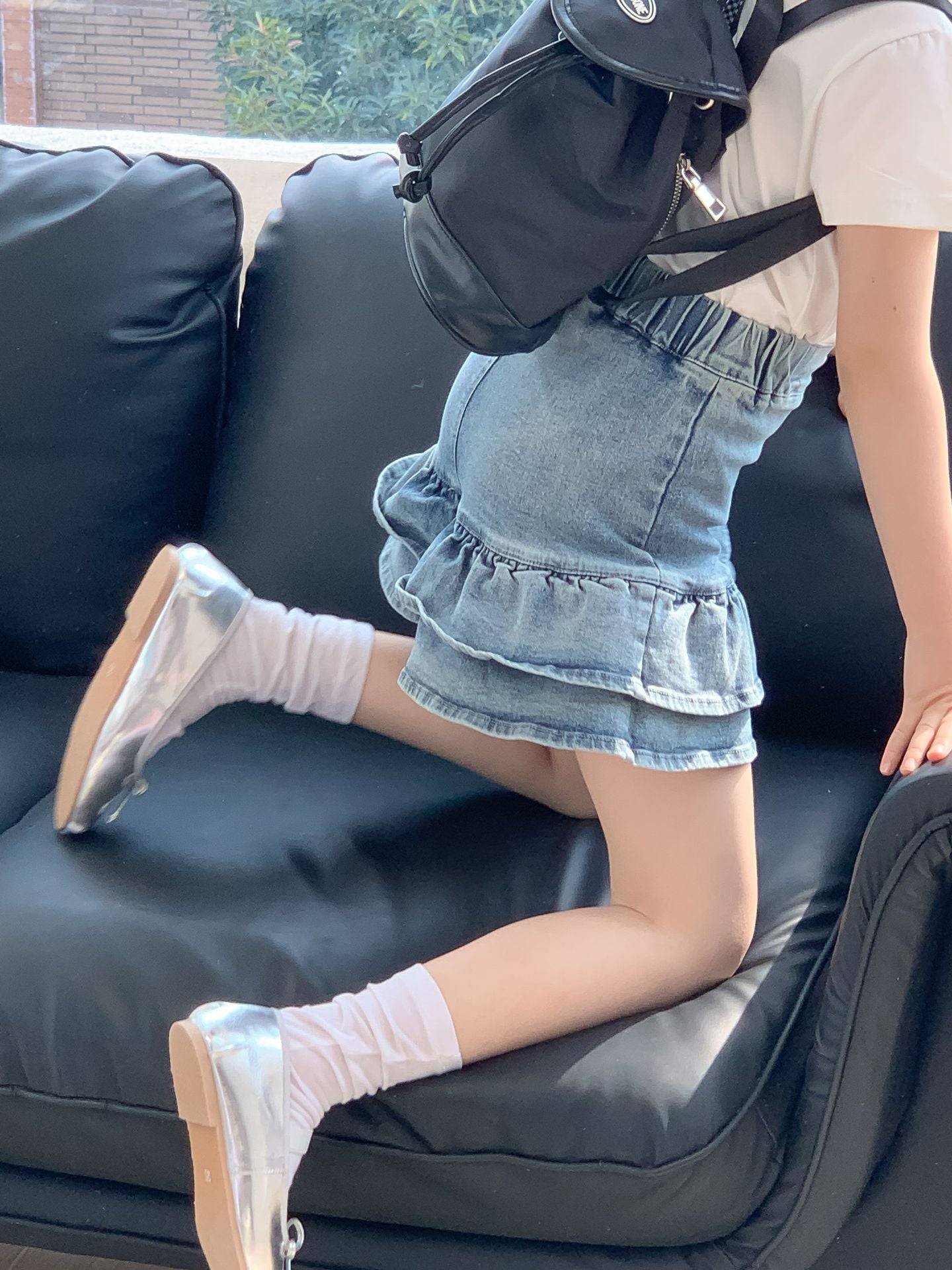CJ4731韓版夏季中大女童牛仔半身花苞短裙2024.06.28