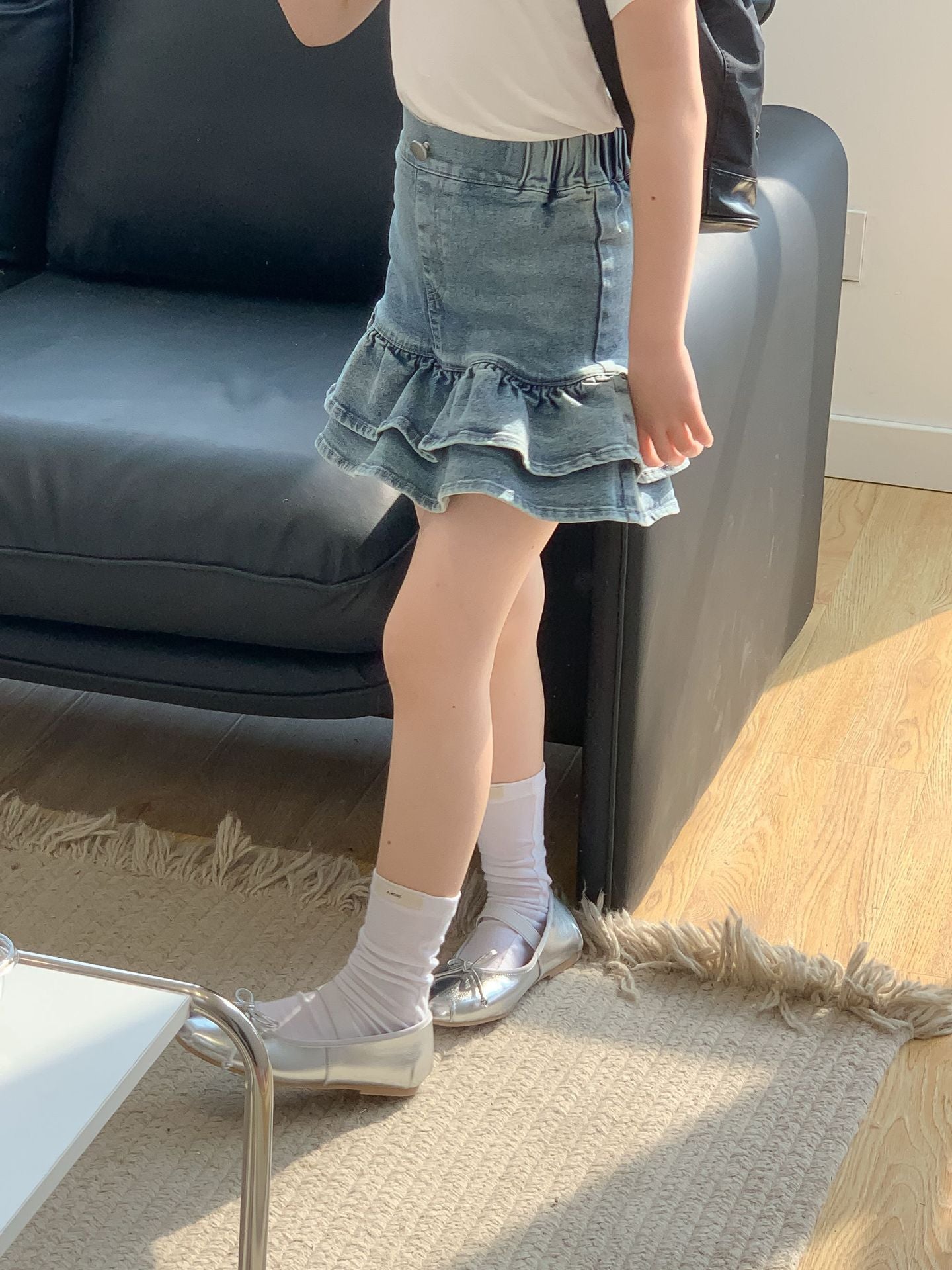 CJ4731韓版夏季中大女童牛仔半身花苞短裙2024.06.28