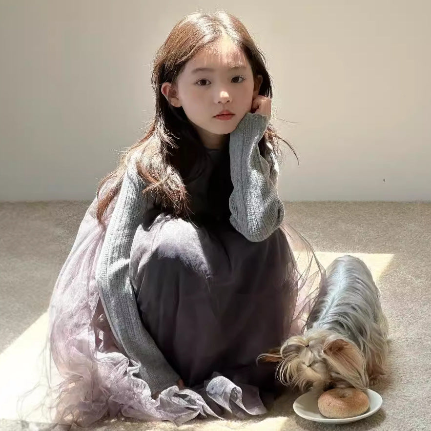 CA4699秋季韓版女童打底衫吊帶紗裙牛仔褲三件套2024.08.06