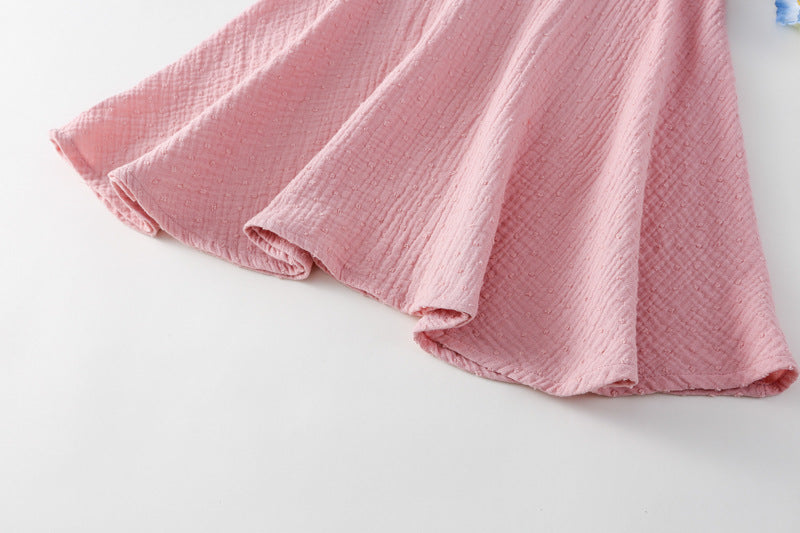 AM1686夏季娃娃領刺繡甜美無袖公主裙2024.03.29