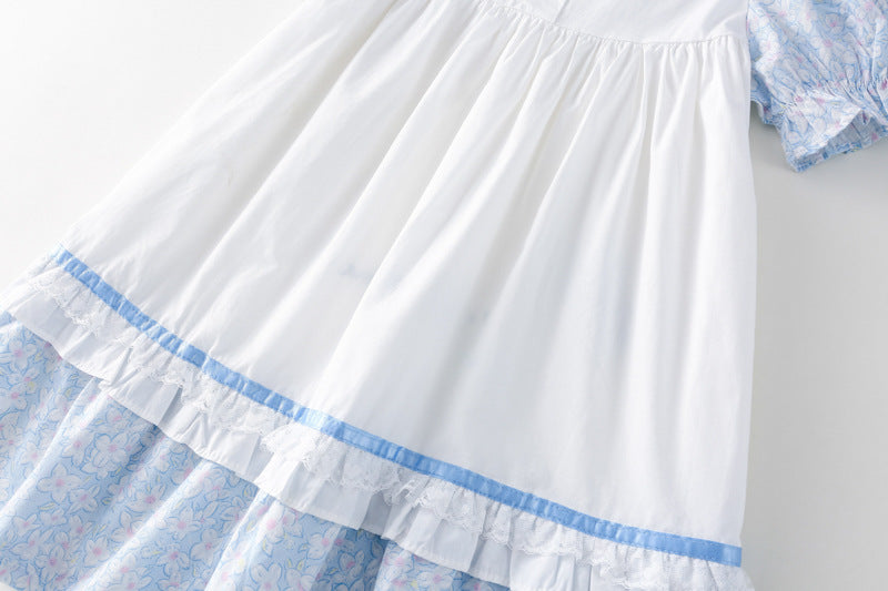 AN1694夏季女童法式氣質蕾絲泡泡袖公主裙2024.05.03