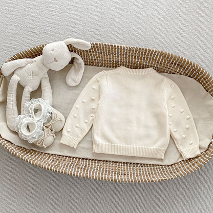 DK2097秋季女童甜美針織純棉花朵刺繡圓領長袖外套2024.07.05