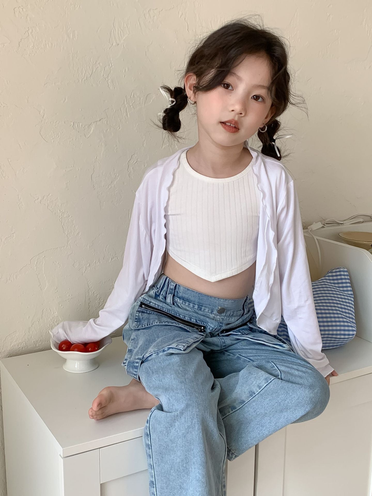 CJ4325夏季中大女童白色防曬外套2024.06.28