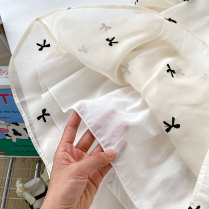 DJ0070女童蝴蝶結刺繡泡泡短袖公主裙2024.06.14