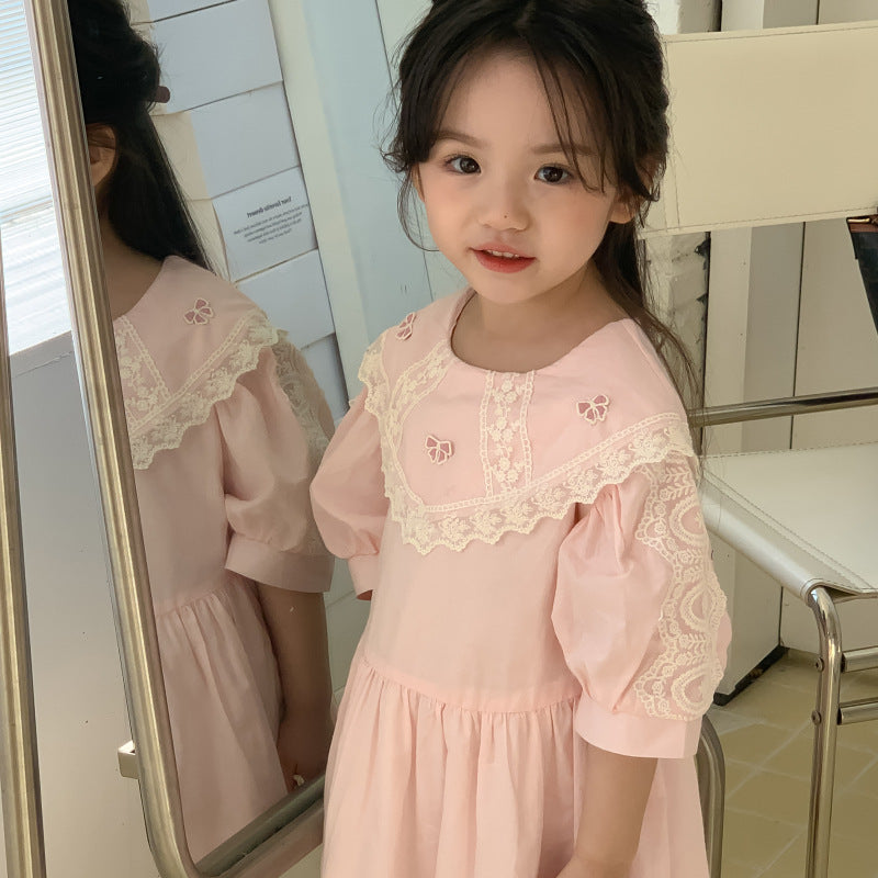 AM1684夏季韓版蝴蝶結蕾絲公主裙2024.03.29