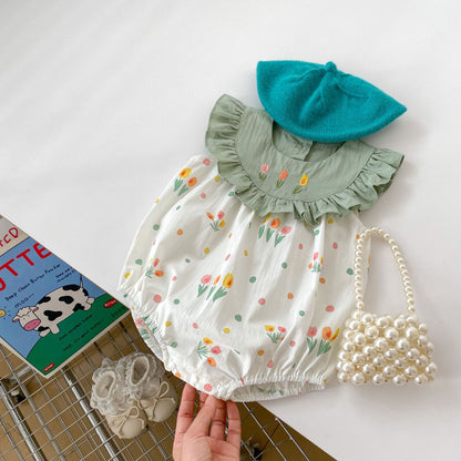 DF0062夏季甜美花朵刺繡無袖三角包屁衣2024.02.27