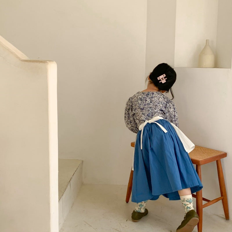 AF1052春秋韓版碎花襯衫女僕半身裙三件套2024.02.20