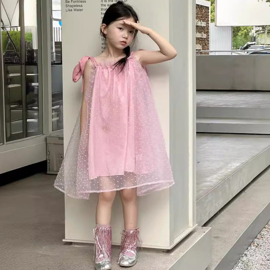 CJ4972夏季女童蝴蝶結吊帶連衣裙2024.06.11