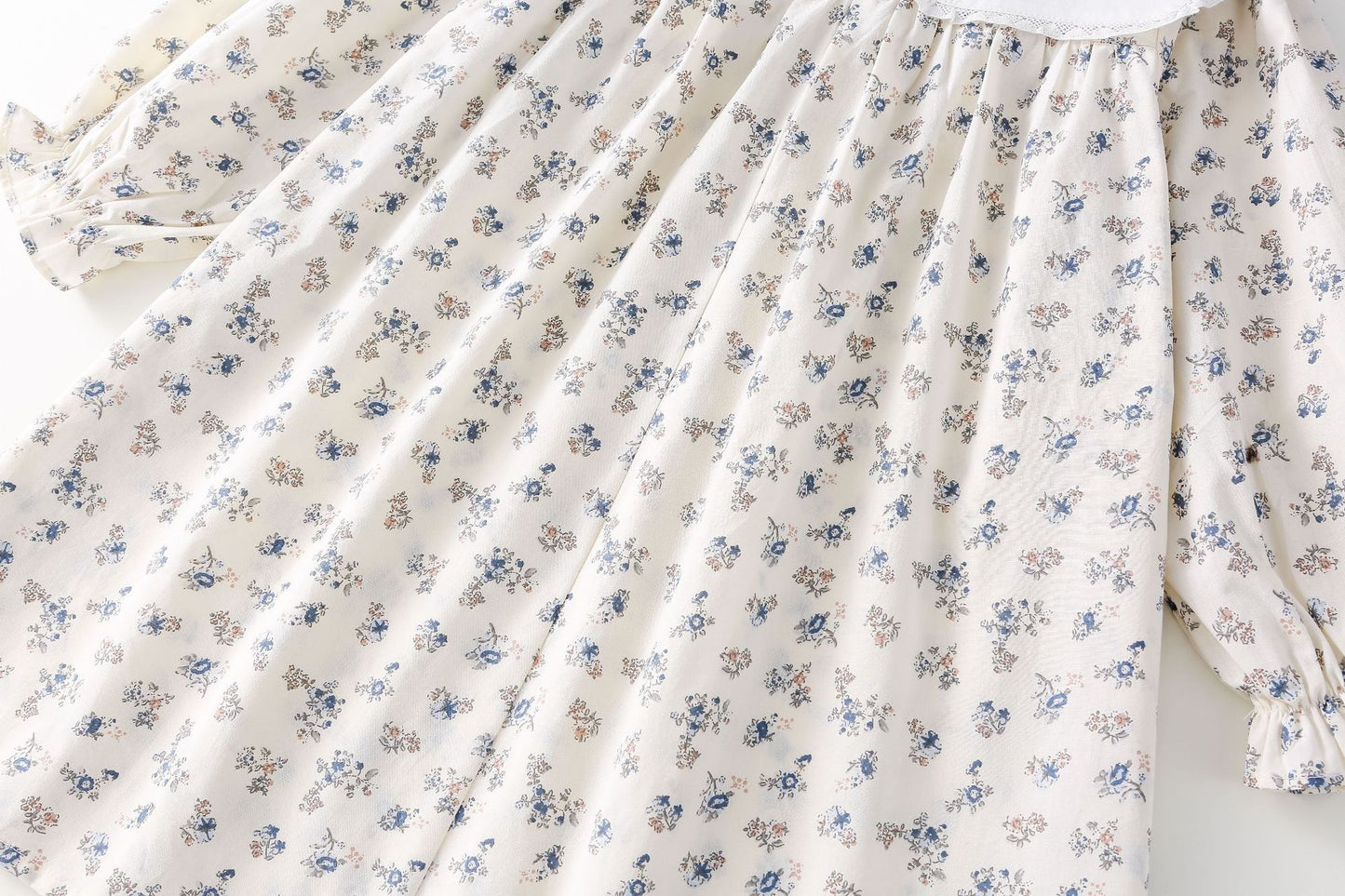 AF1665甜美碎花刺繡翻領長袖連衣公主裙2024.02.20