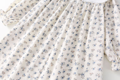 AF1665甜美碎花刺繡翻領長袖連衣公主裙2024.02.20