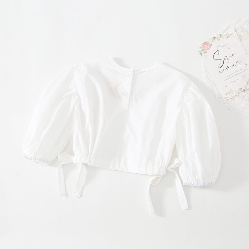 AD1066韓版春秋刺繡泡泡袖娃娃衫上衣2023.12.29