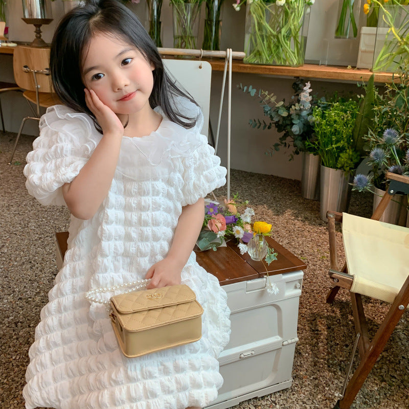 AA1105跨甜美娃娃領泡芙格短袖連衣裙2023.04.14