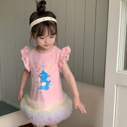 AA1442彩虹紗裙擺卡通印花裙2023.04.21