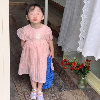 AM1396兒童純色甜美短袖公主裙寶寶洋氣蓬蓬裙2023.03.24