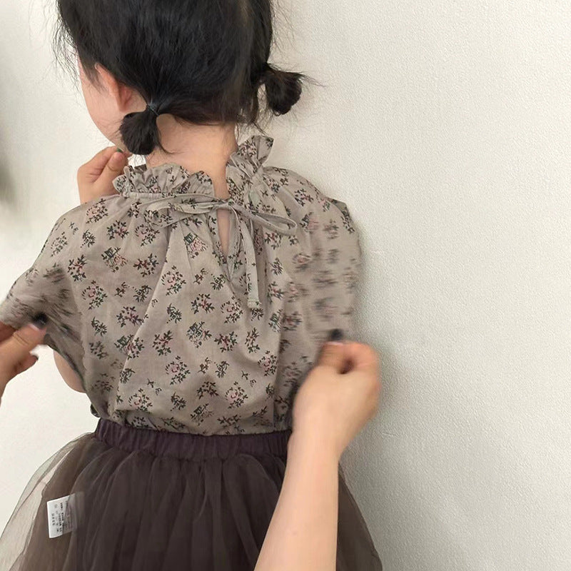 CA2669甜美碎花背心棕色蓬蓬裙兩件套2023.04.18