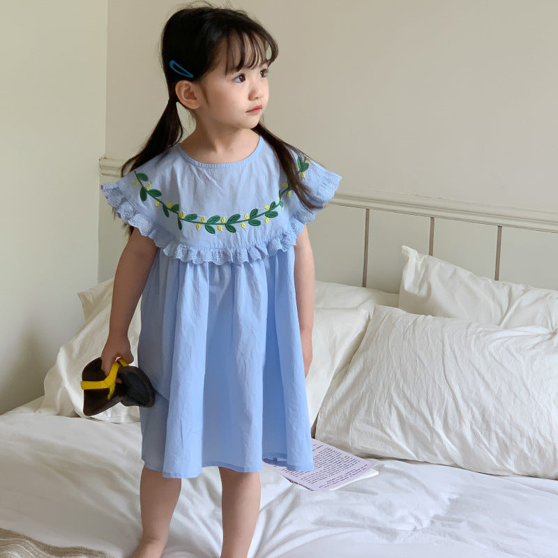 AA1454小清新刺繡蕾絲花邊公主裙2023.04.21