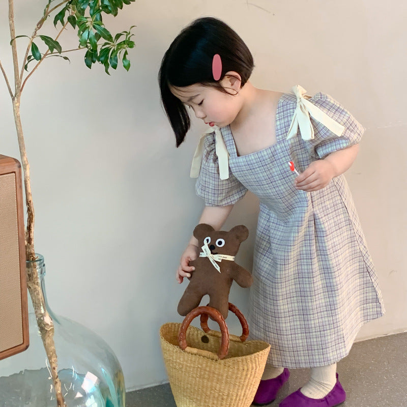 AA1108格子泡泡袖公主裙2023.04.14
