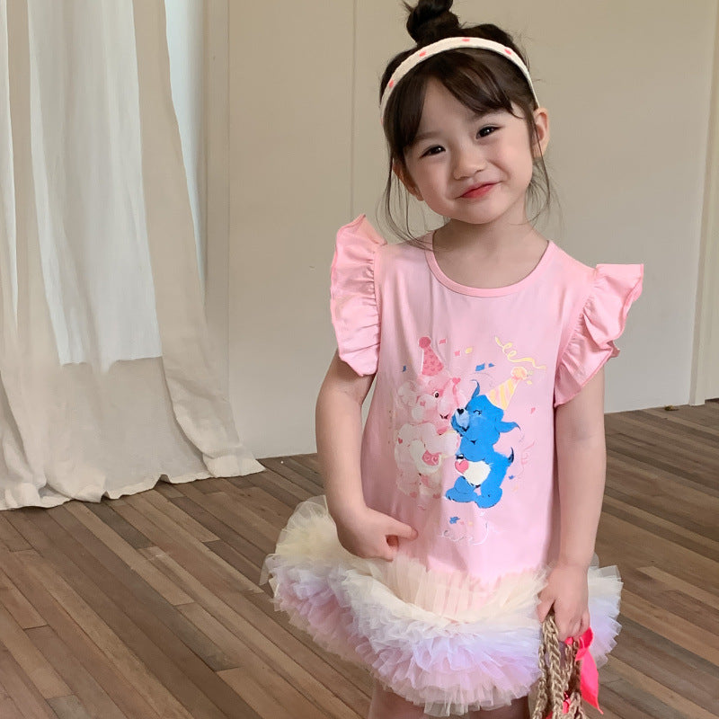 AA1442彩虹紗裙擺卡通印花裙2023.04.21