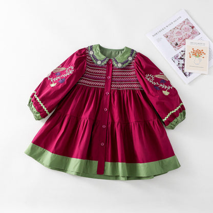 AF1385刺繡重工女童連衣裙小女孩生日禮服裙子2023.02.10