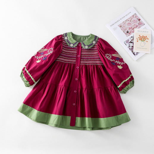 AF1385刺繡重工女童連衣裙小女孩生日禮服裙子2023.02.10
