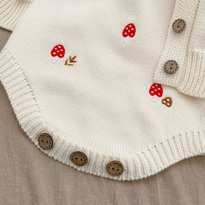 DD2023春秋蘑菇刺繡毛衣外套+無袖背帶寶寶褲2023.12.15