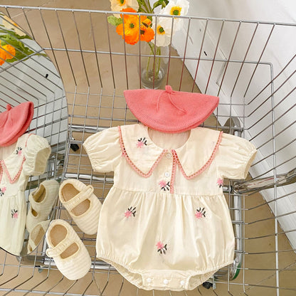 DA3092嬰幼兒繡花花邊領短袖包屁衣2023.04.14