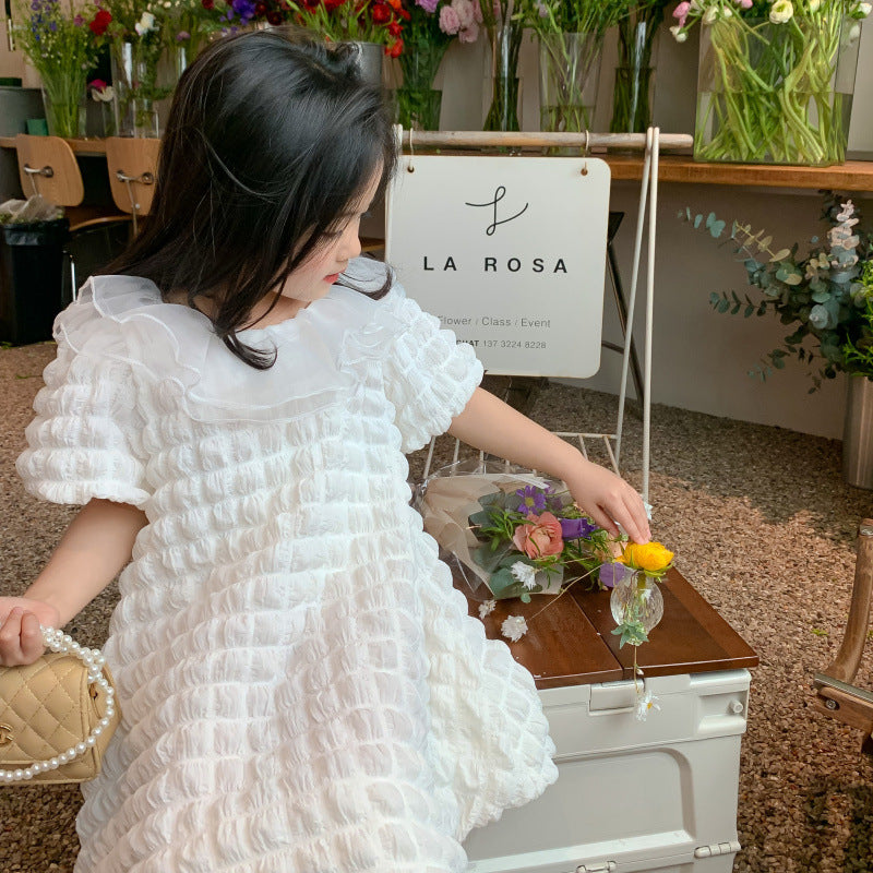 AA1105跨甜美娃娃領泡芙格短袖連衣裙2023.04.14