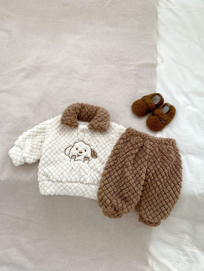 DN0058冬季加絨可愛卡通刺繡保暖兩件套2023.11.17