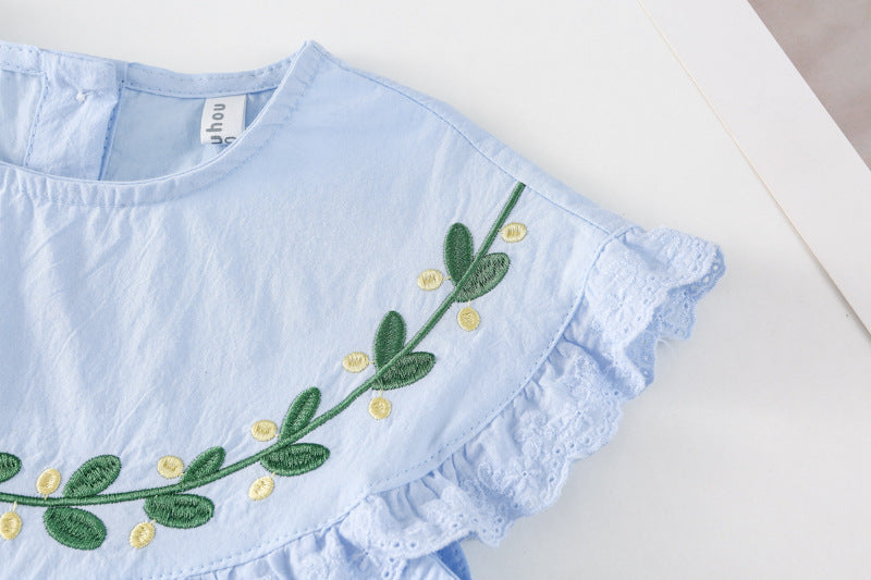 AA1454小清新刺繡蕾絲花邊公主裙2023.04.21