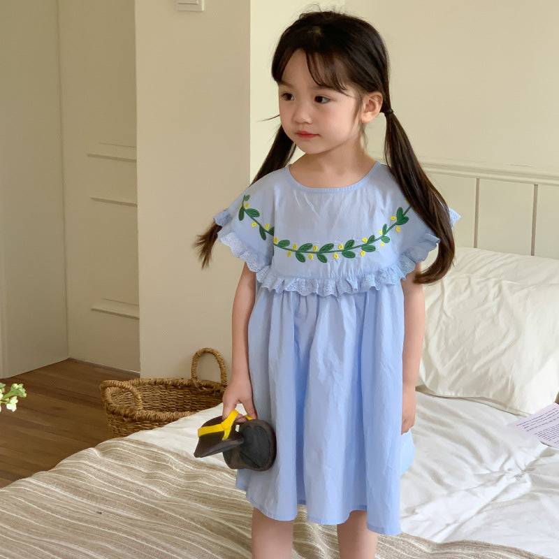 AA1454小清新刺繡蕾絲花邊公主裙2023.04.21