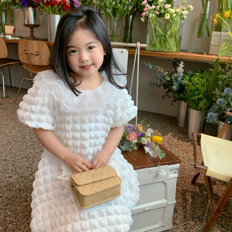 AA1105跨甜美娃娃領泡芙格短袖連衣裙2023.04.14