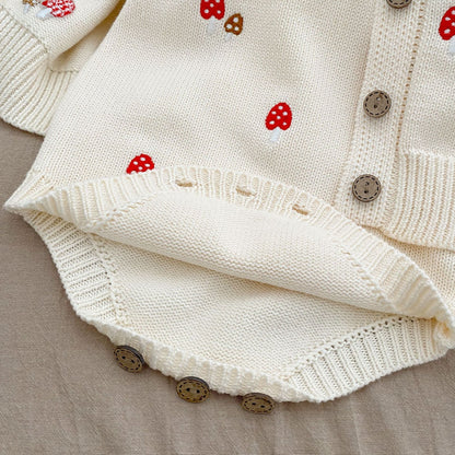 DD2023春秋蘑菇刺繡毛衣外套+無袖背帶寶寶褲2023.12.15