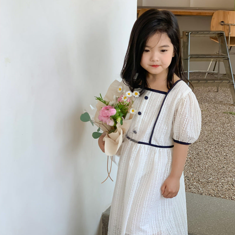 AA1153韓版童裝女孩夏季蕾絲鏤空長裙2023.04.18