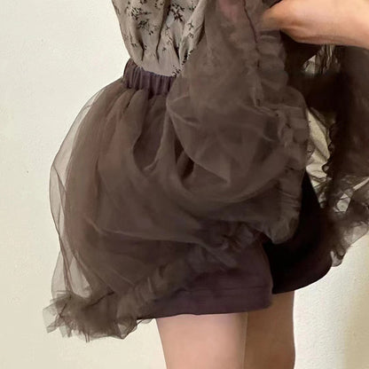 CA2669甜美碎花背心棕色蓬蓬裙兩件套2023.04.18