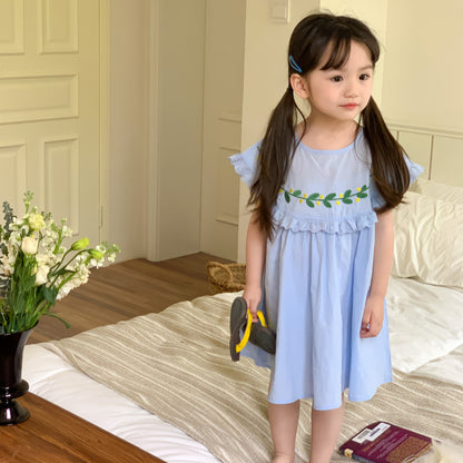 AA1454小清新刺繡蕾絲花邊公主裙2023.04.21