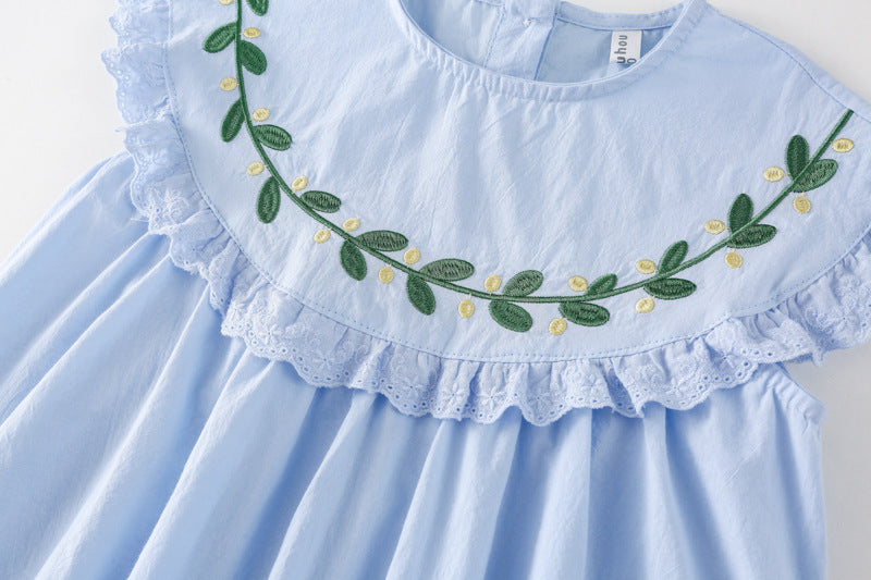 AA1454小清新刺繡蕾絲花邊公主裙2023.04.21