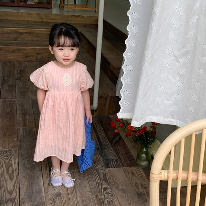 AM1396兒童純色甜美短袖公主裙寶寶洋氣蓬蓬裙2023.03.24