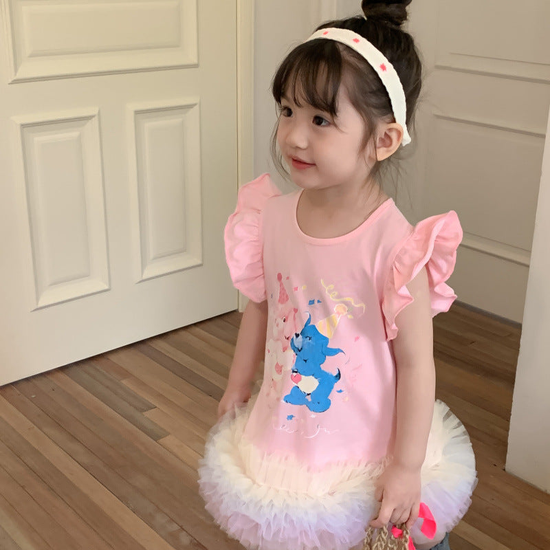 AA1442彩虹紗裙擺卡通印花裙2023.04.21