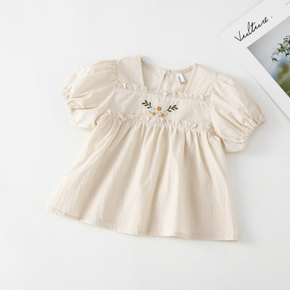 AA1195夏裝新品兒童刺繡襯衣女寶寶可愛娃娃衫上衣2023.04.07