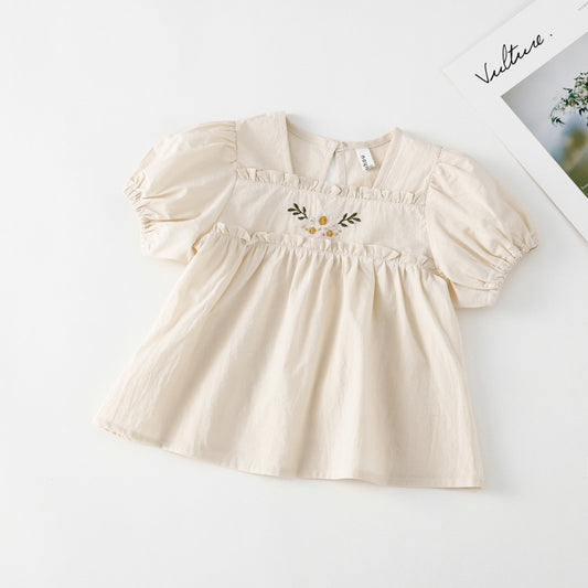 AA1195夏裝新品兒童刺繡襯衣女寶寶可愛娃娃衫上衣2023.04.07